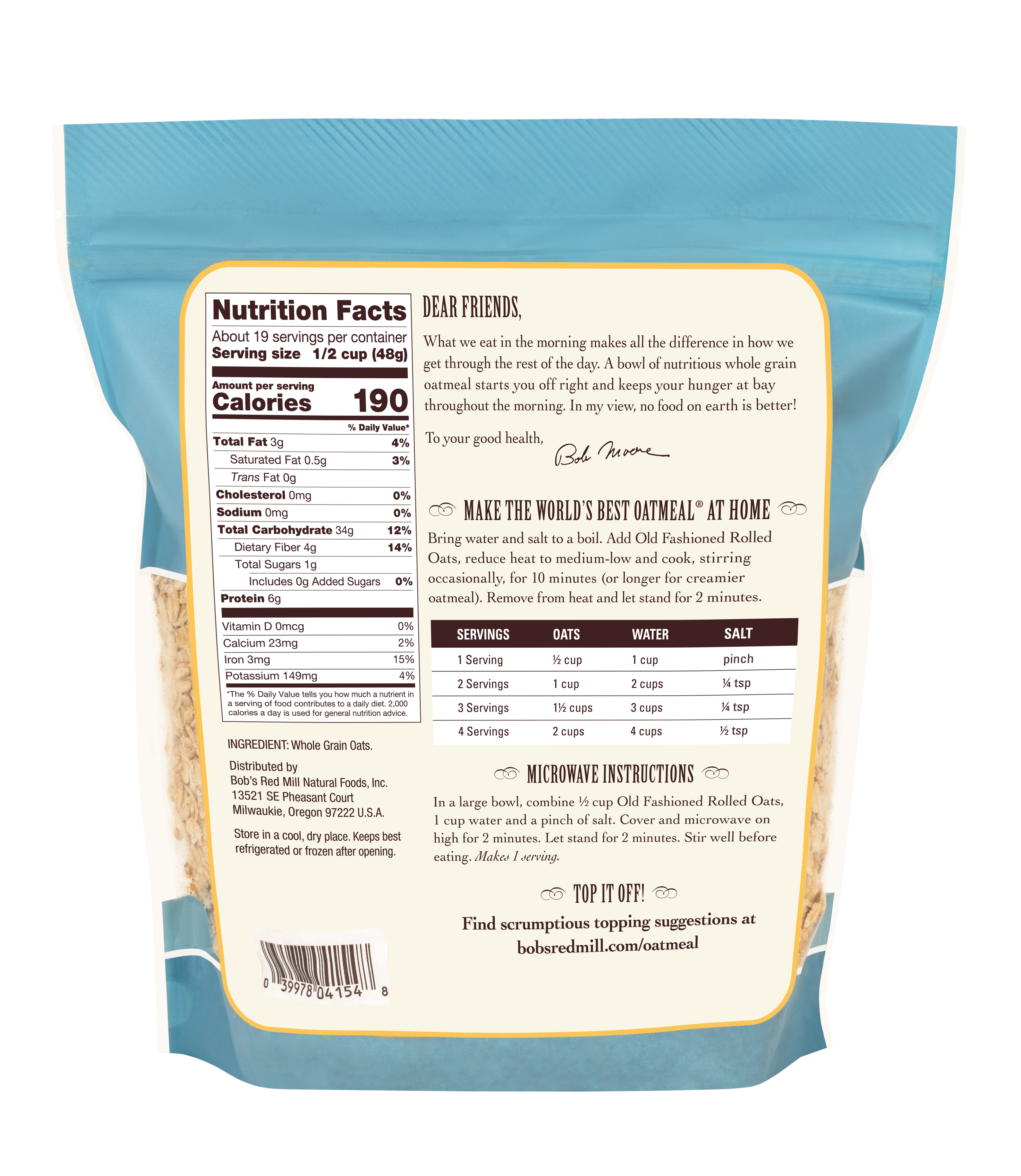 Oats Rolled Regular- back 32 oz