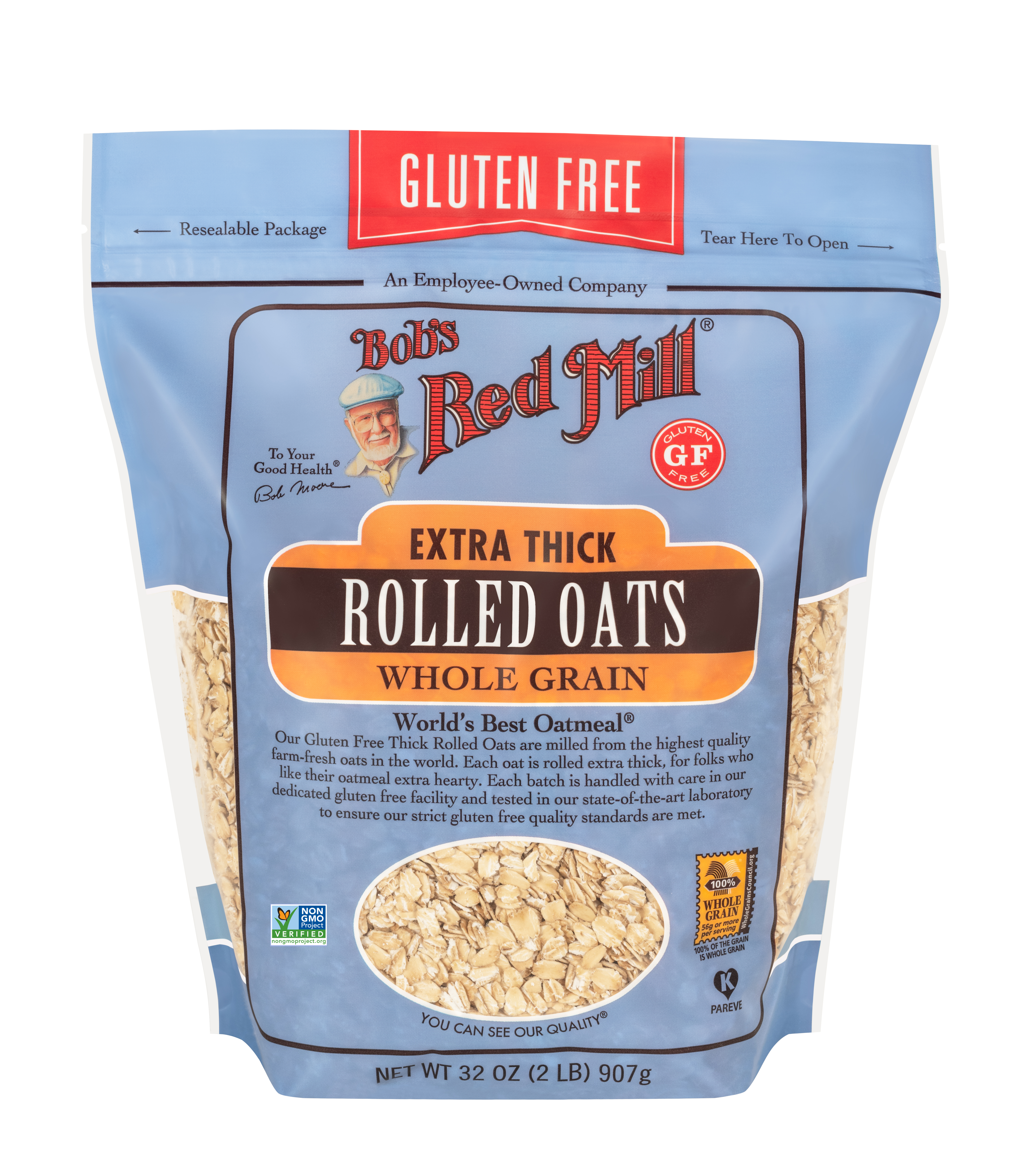 Gluten Free Thick Rolled Oats - front - 32 oz