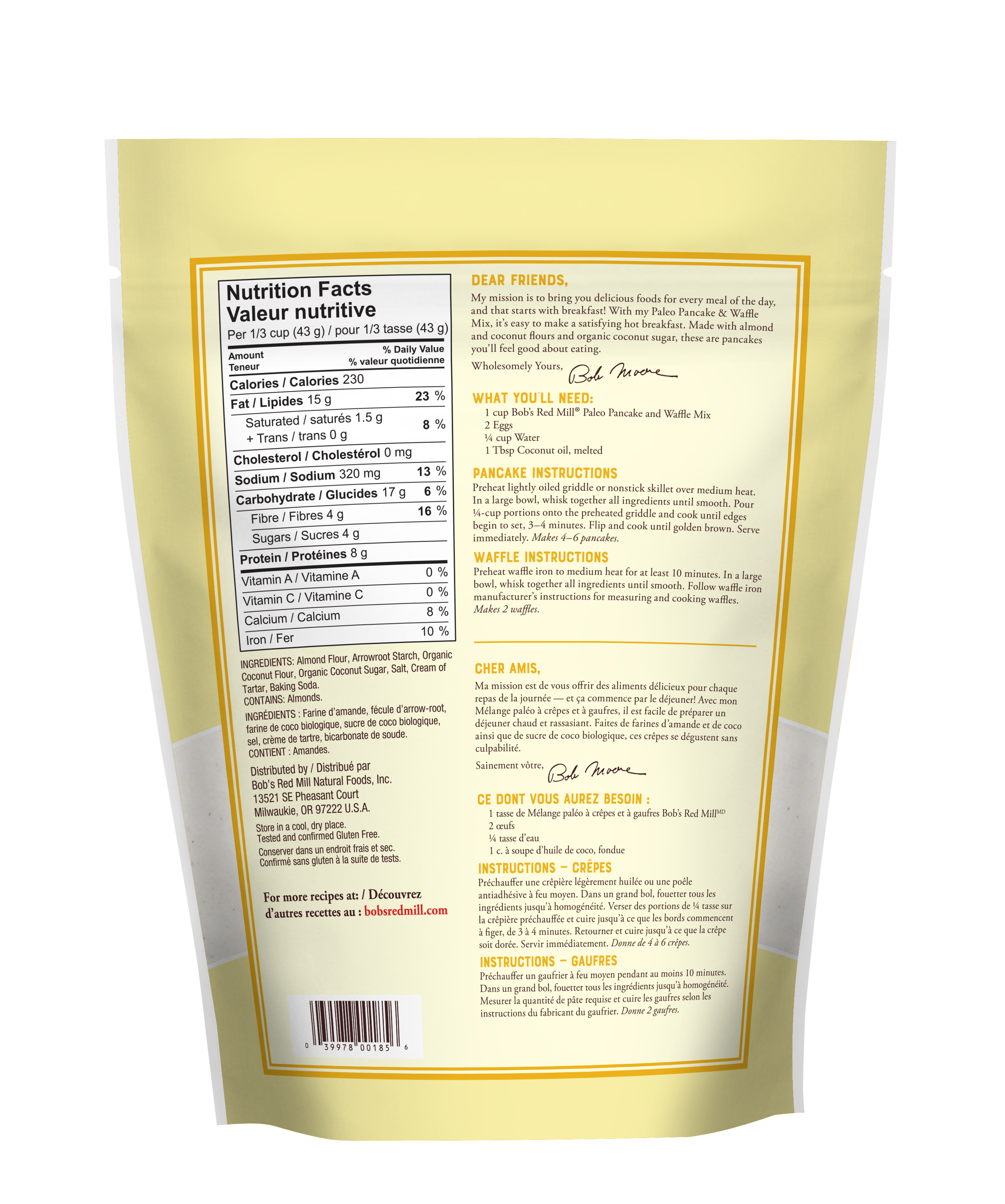 Paleo Pancake Mix -Canadian - back