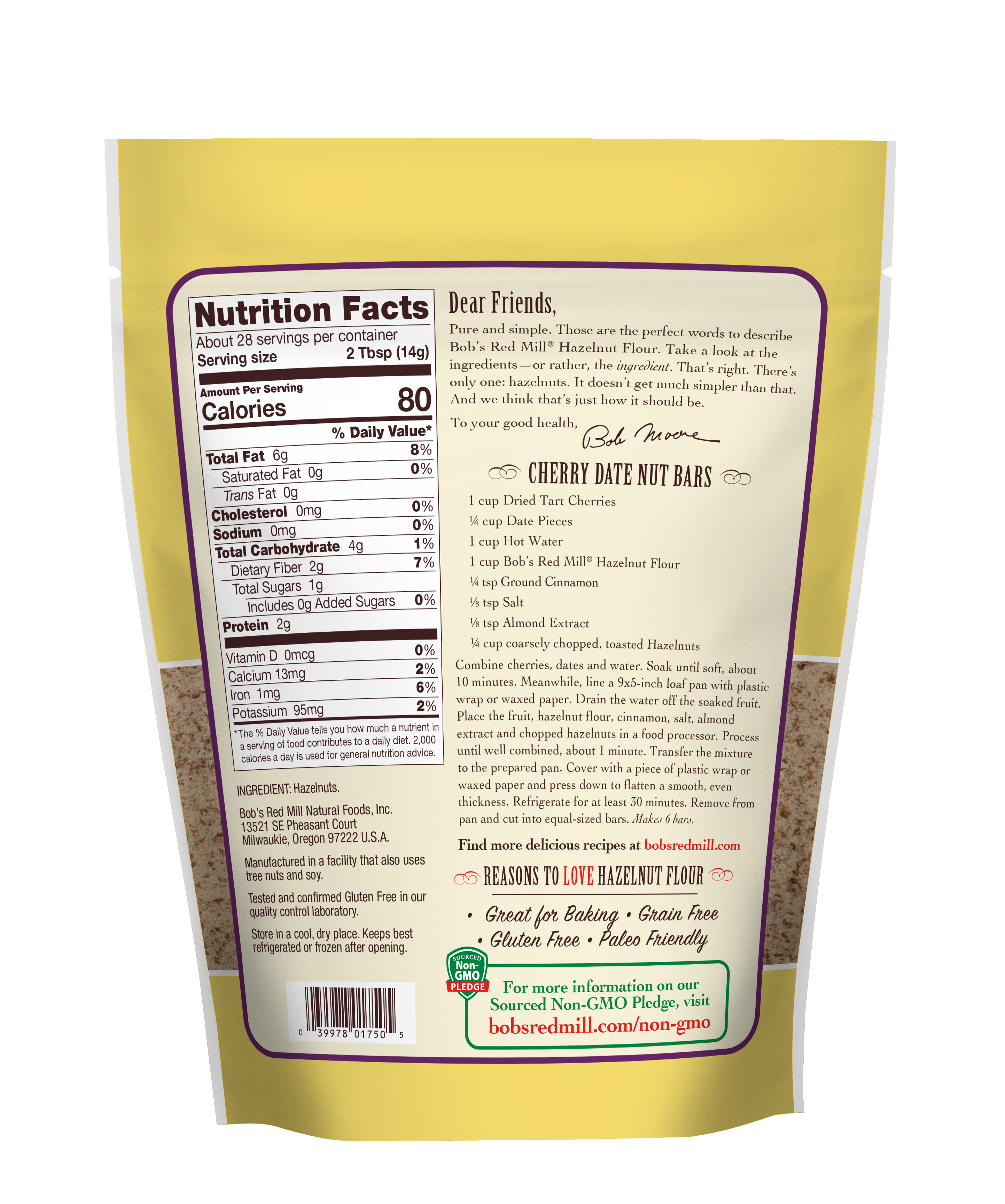 Natural almond flour -SUP - 453g - back - canadian