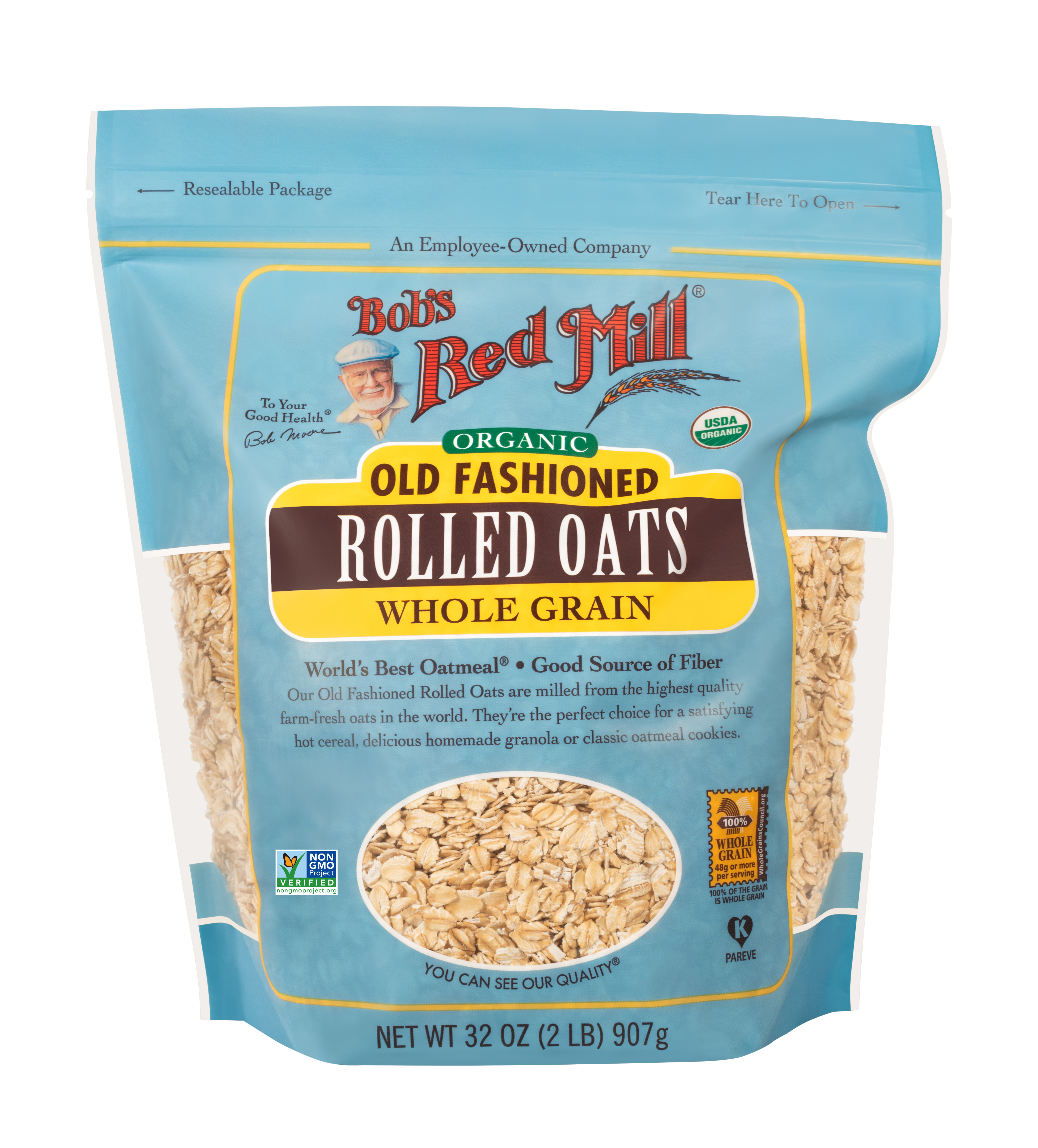 Organic Regular Rolled Oats- front 32 oz