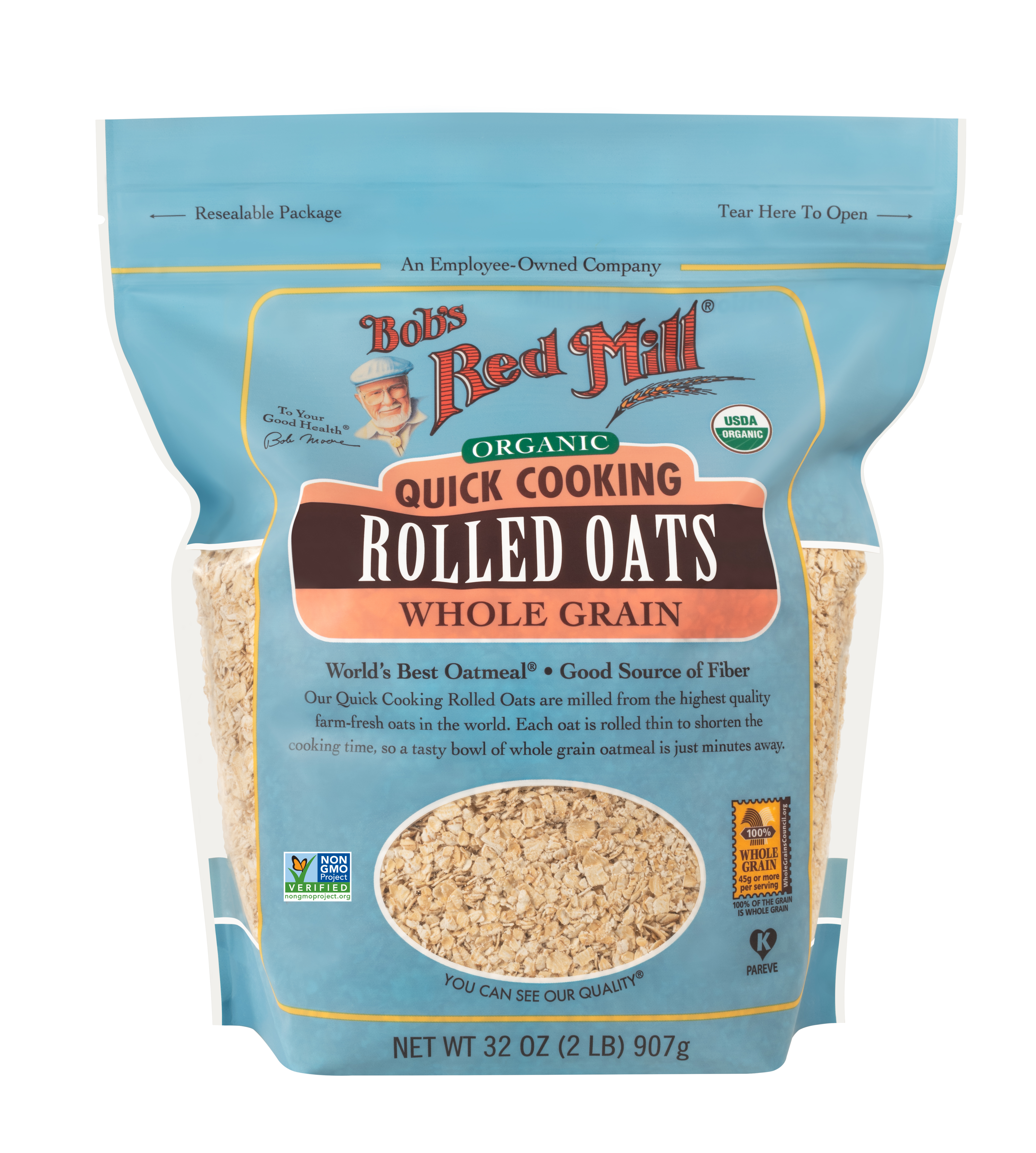 Organic Quick Cooking Rolled Oats - front - 32 oz