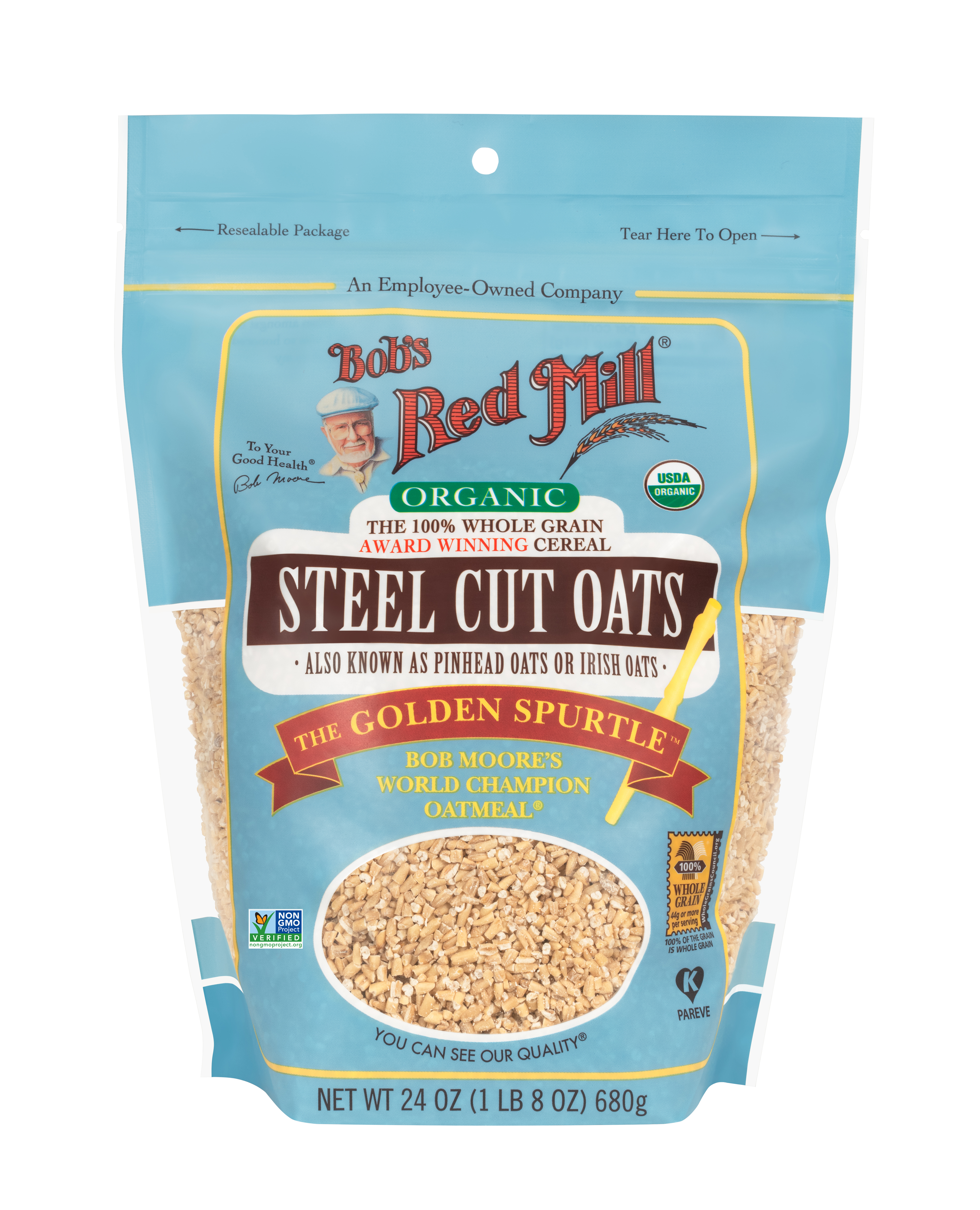 Organic Steel Cut Oats - front - 24 oz