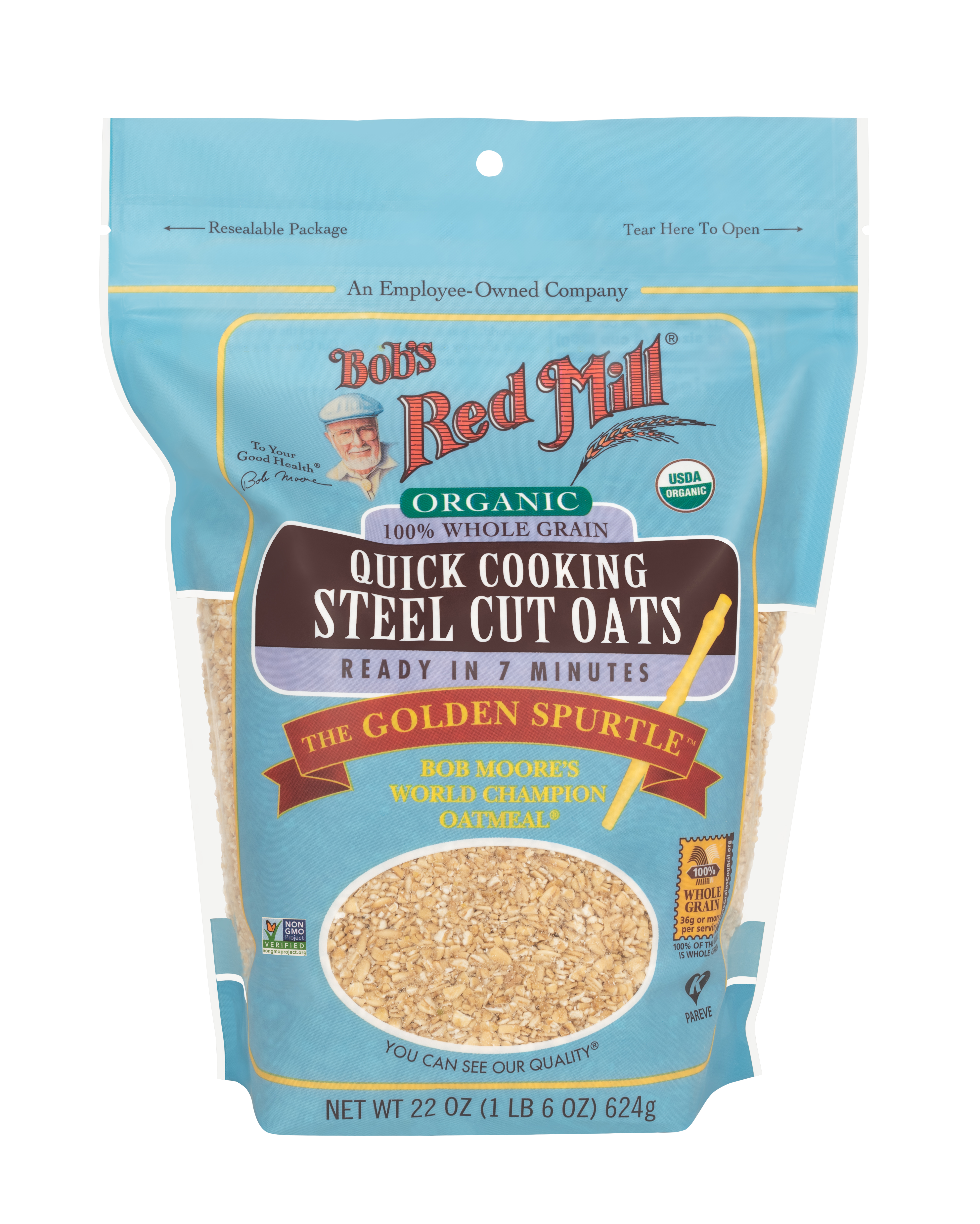 Organic Quick Cooking Steel Cut Oats - front - 22 oz