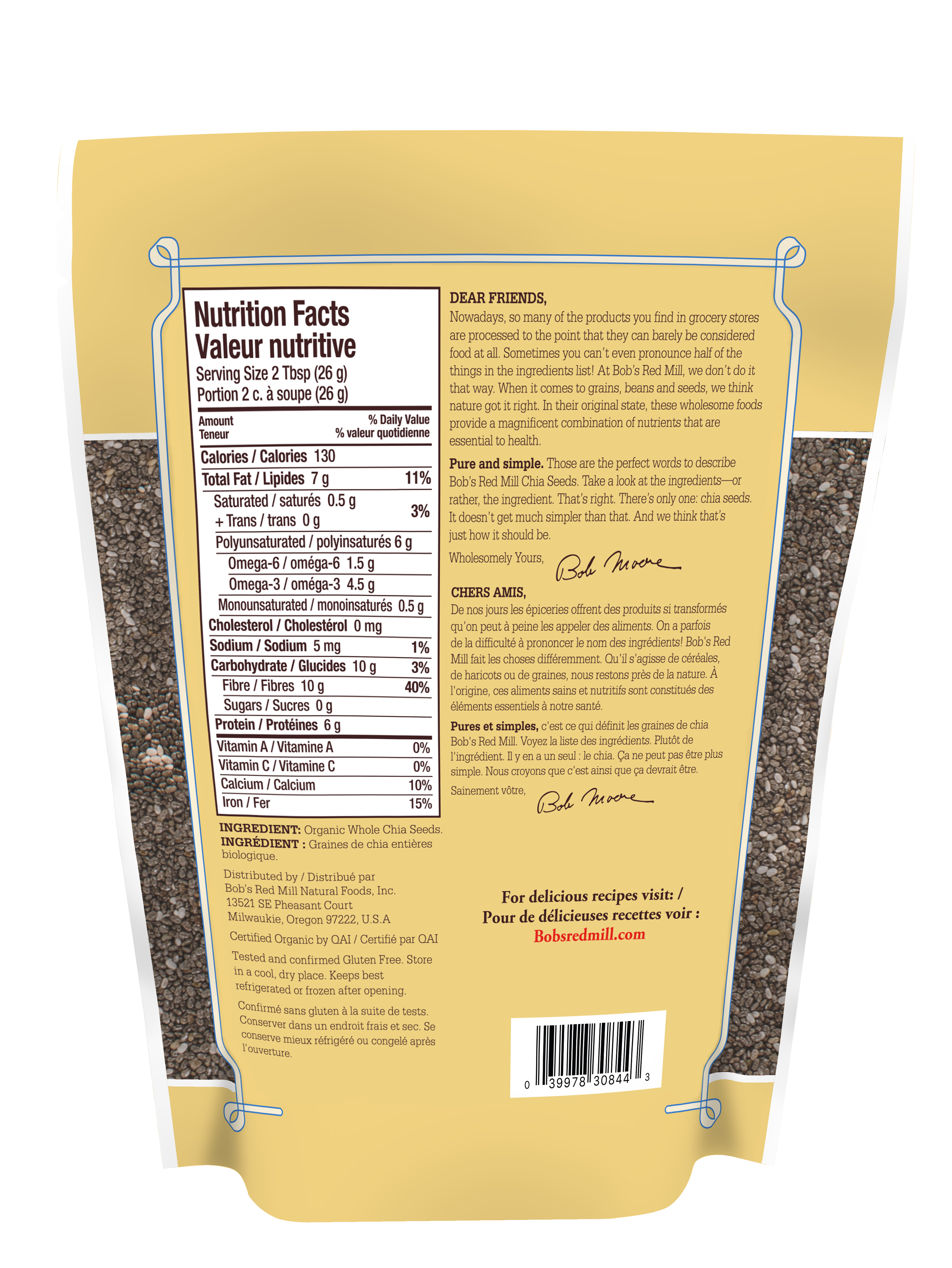 Organic Chia Seeds - 340 g - Canada - back