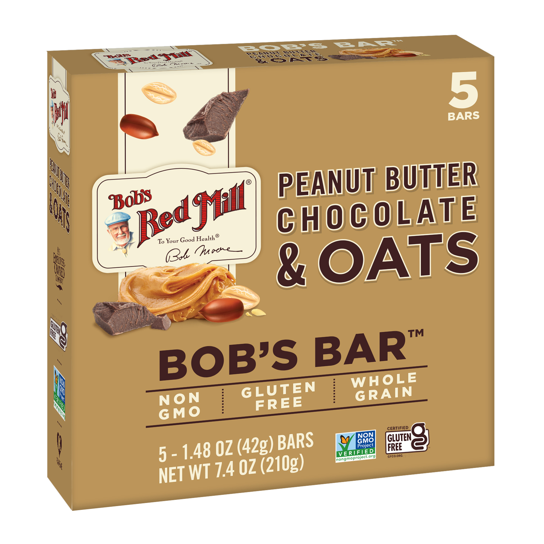 Peanut Butter Chocolate Bar - 5pk Front