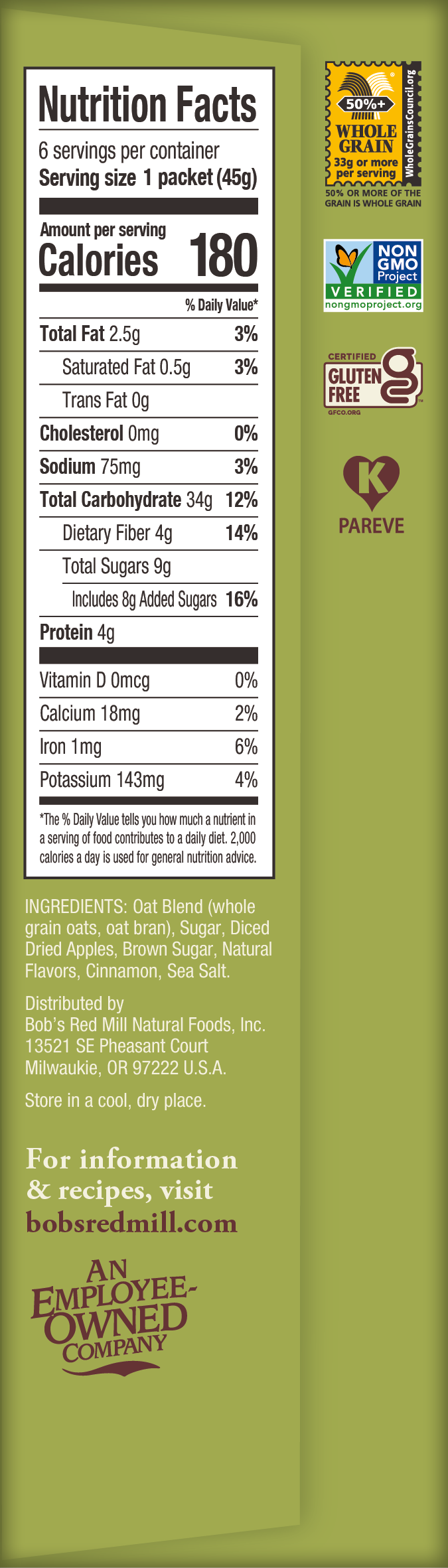 Oatmeal Packet Apple Cinnamon Right