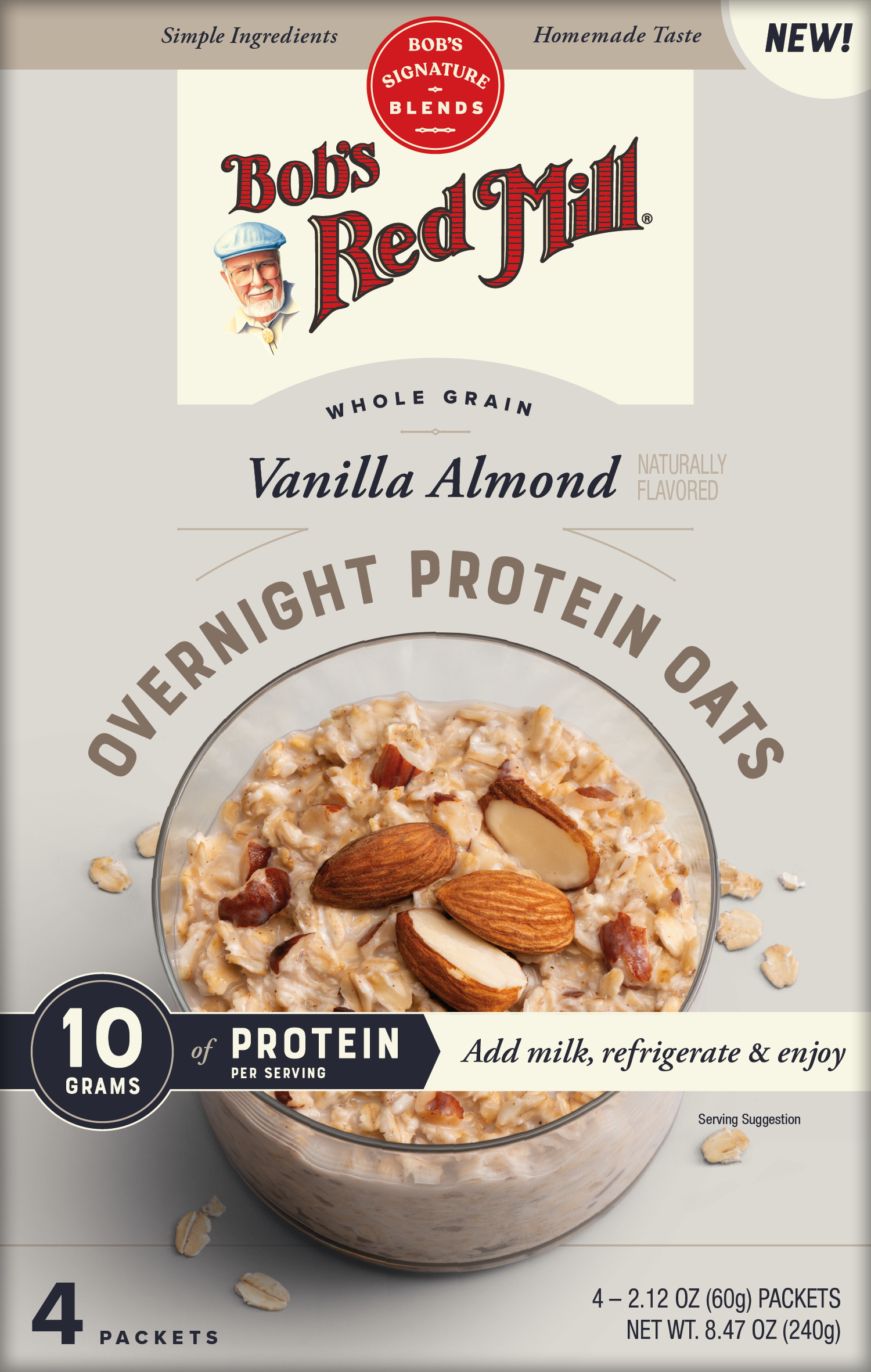 Overnight Protein Oats Vanilla Almond Front