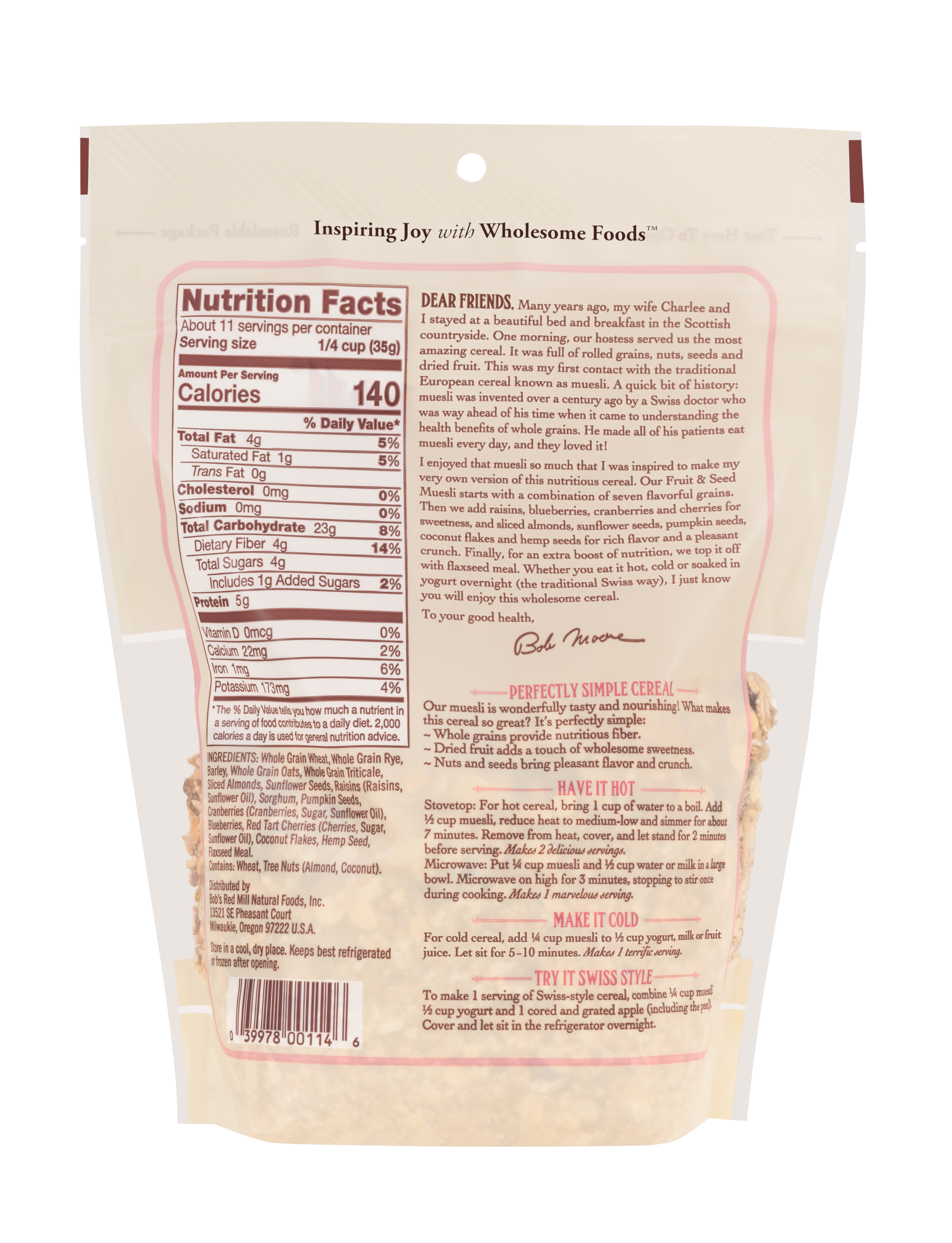 Fruit and Seed Muesli - back - 14 oz