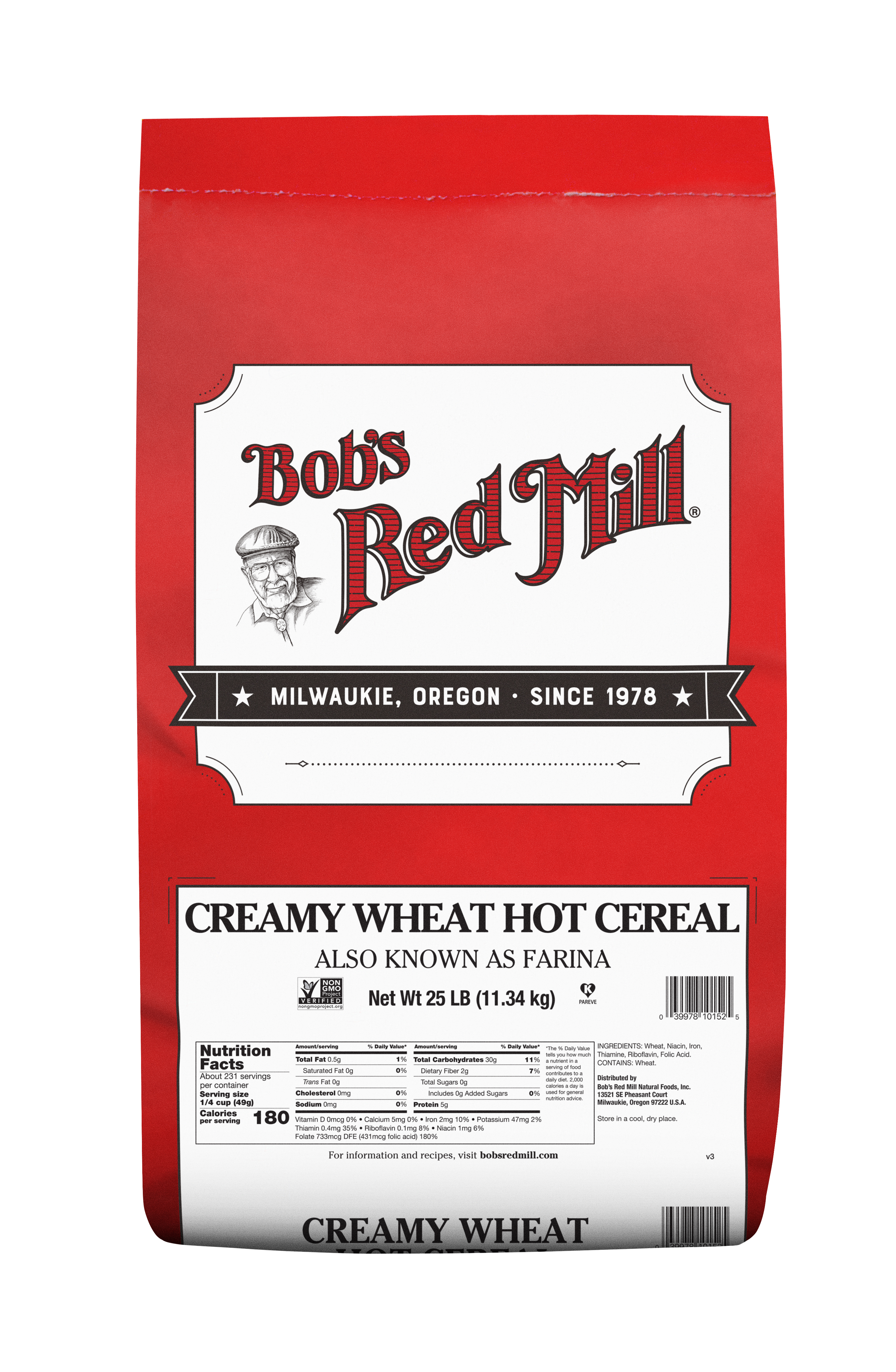 Creamy Wheat Hot Cereal - 25 lbs