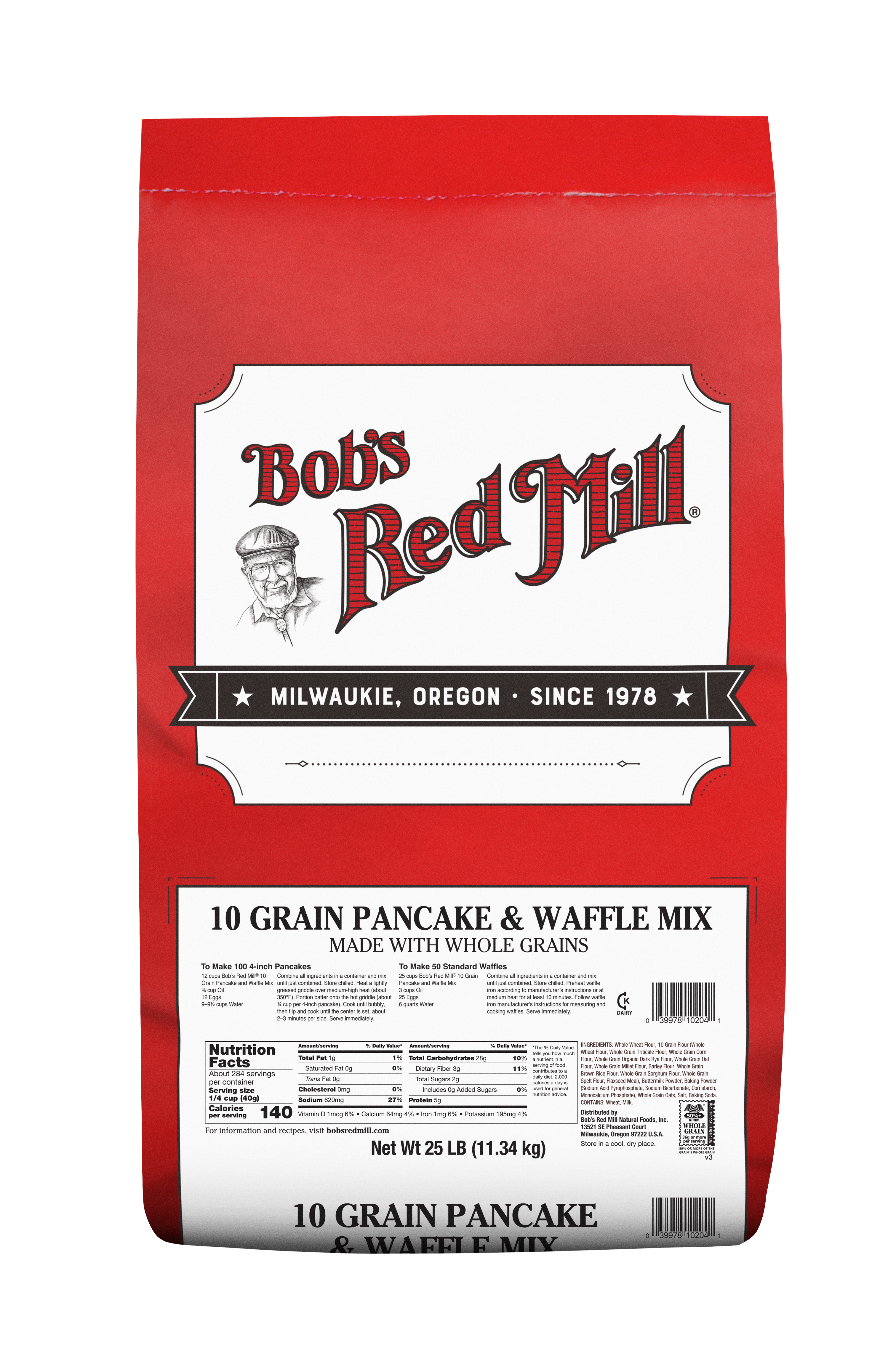 10 Grain Pancake & Waffle Mix - 25 lbs