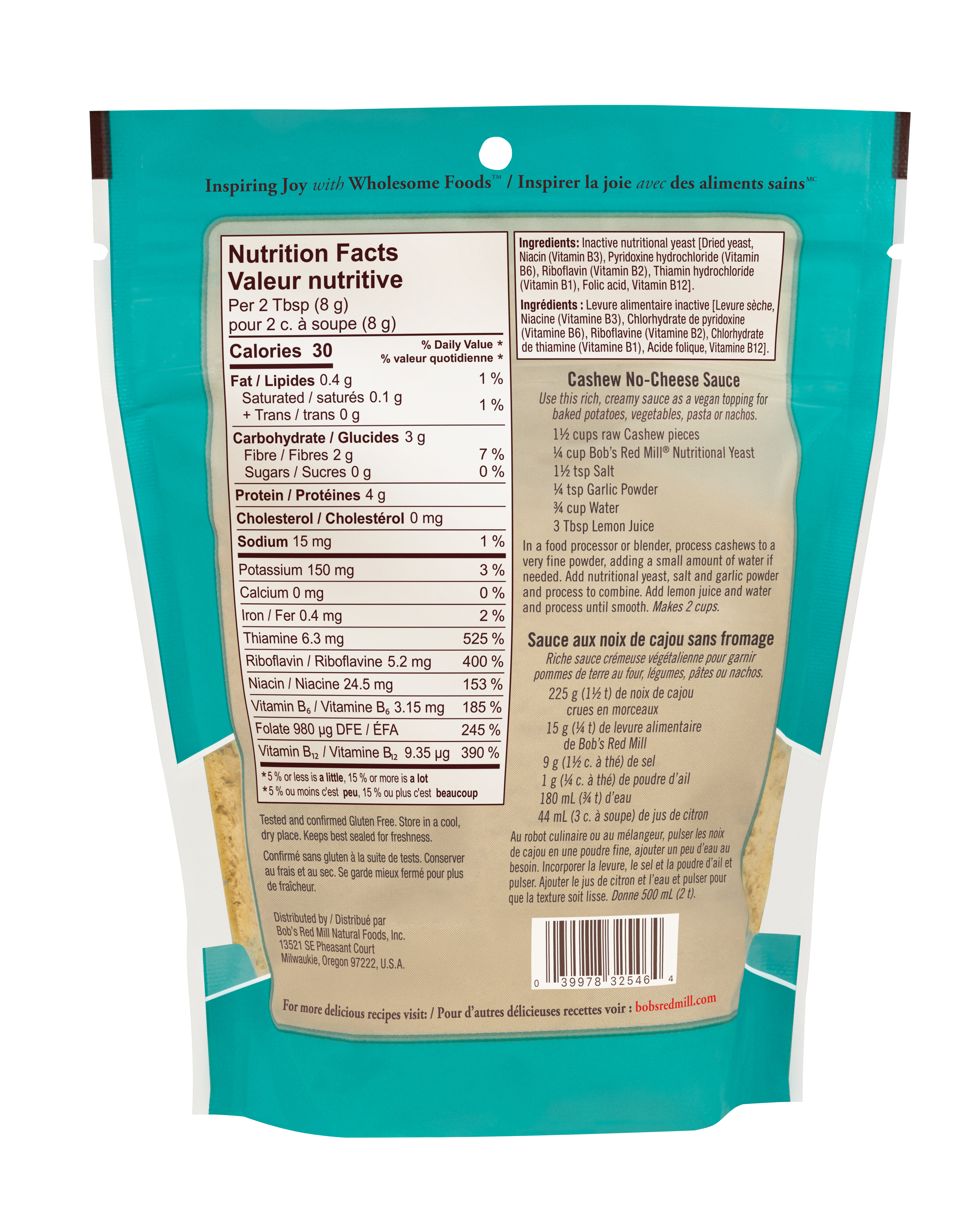 Nutritional Yeast - SUP - 142g - canadian - back