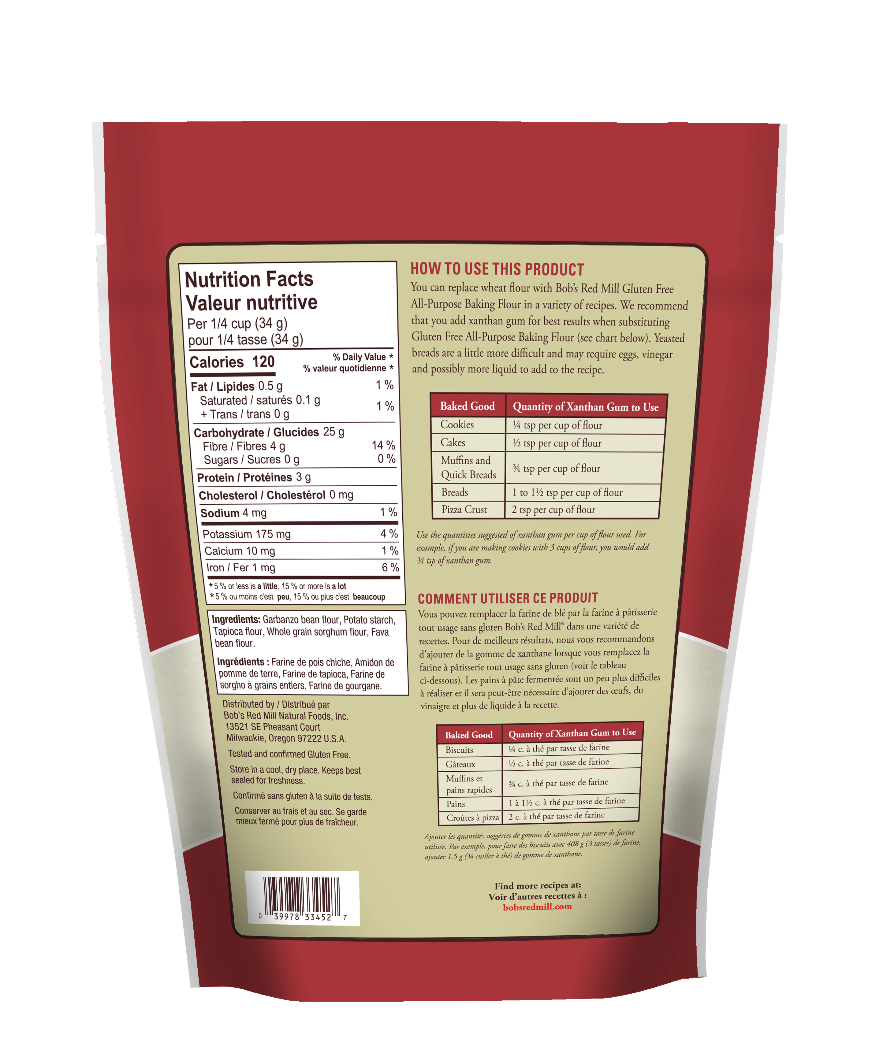 Gluten Free All Purpose Flour- Canadian- 624g back