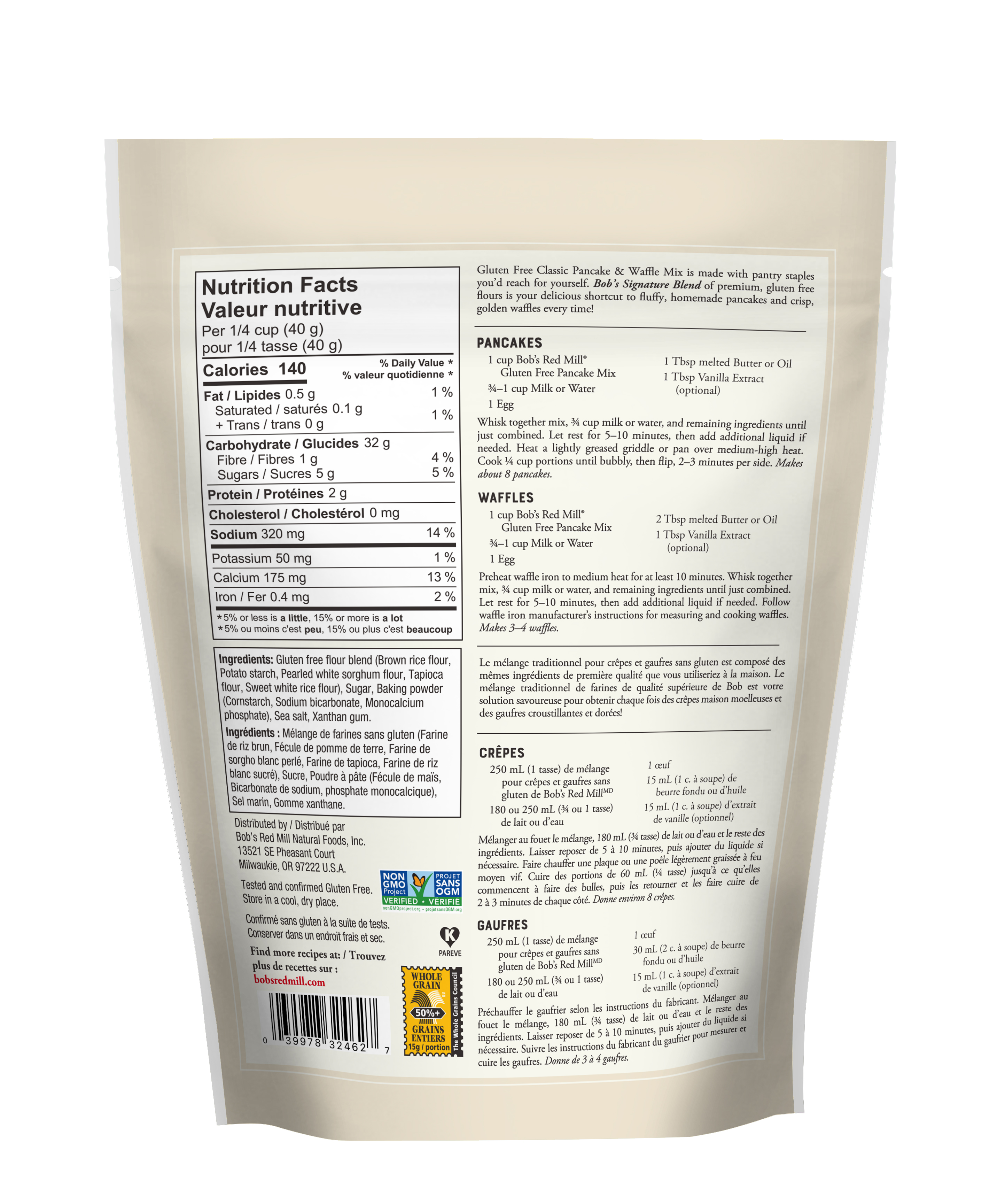 Gluten Free Classic Pancake Mix Back CAN