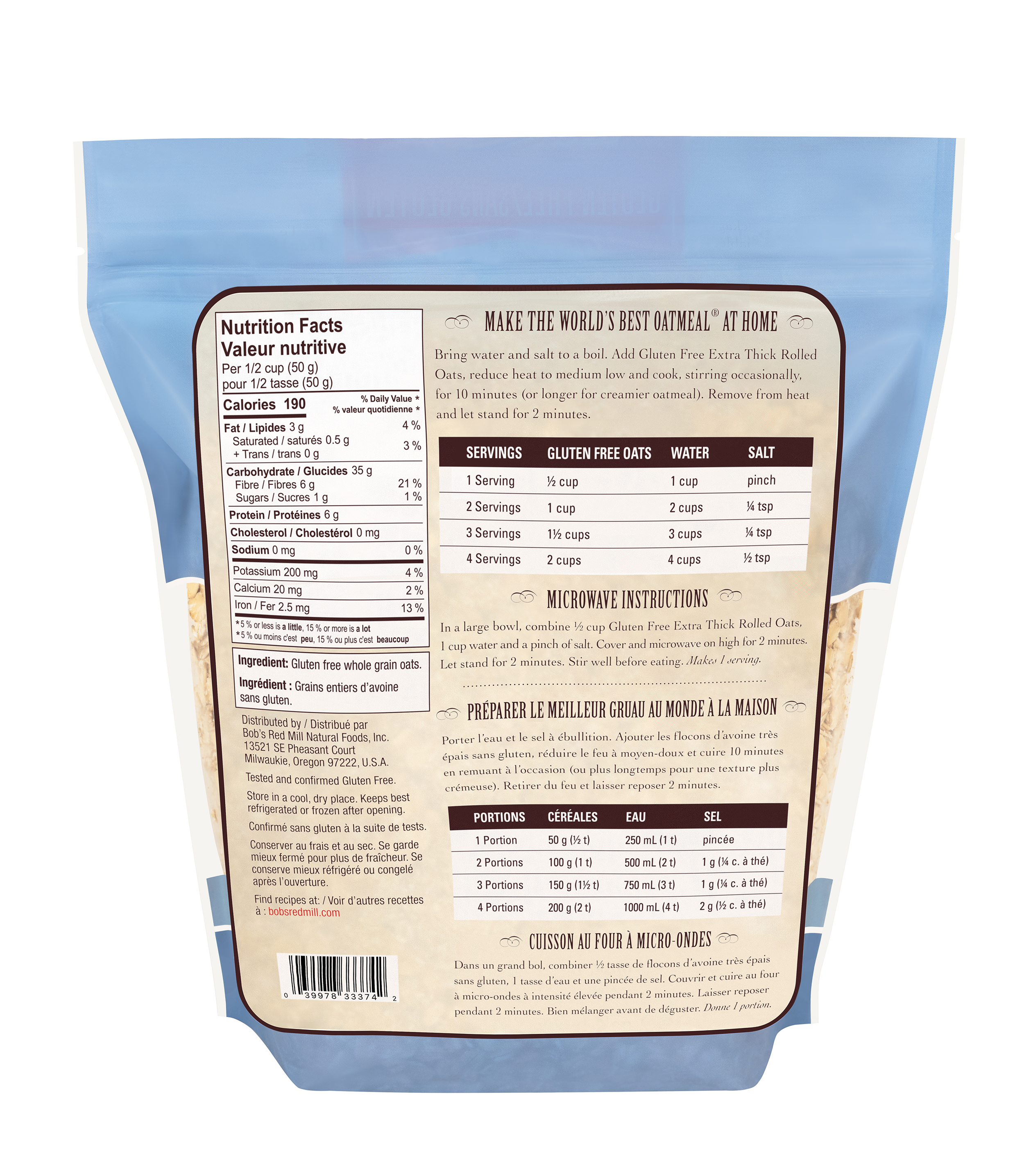 GF Thick Rolled Oats- Canadian 907g back