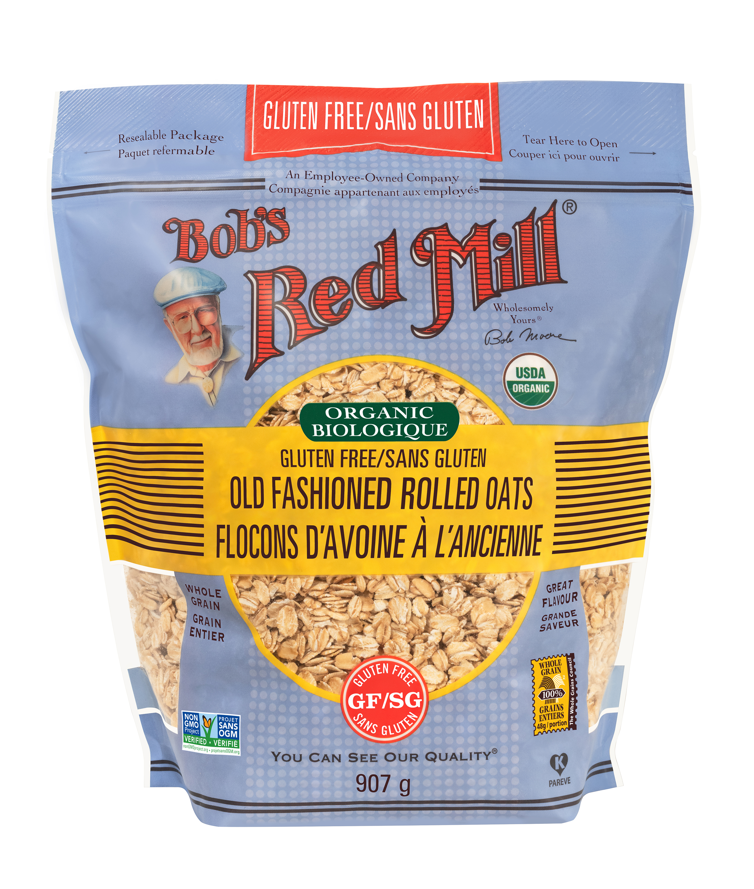 GF Organic Regular Rolled Oats- Canadian 907g front
