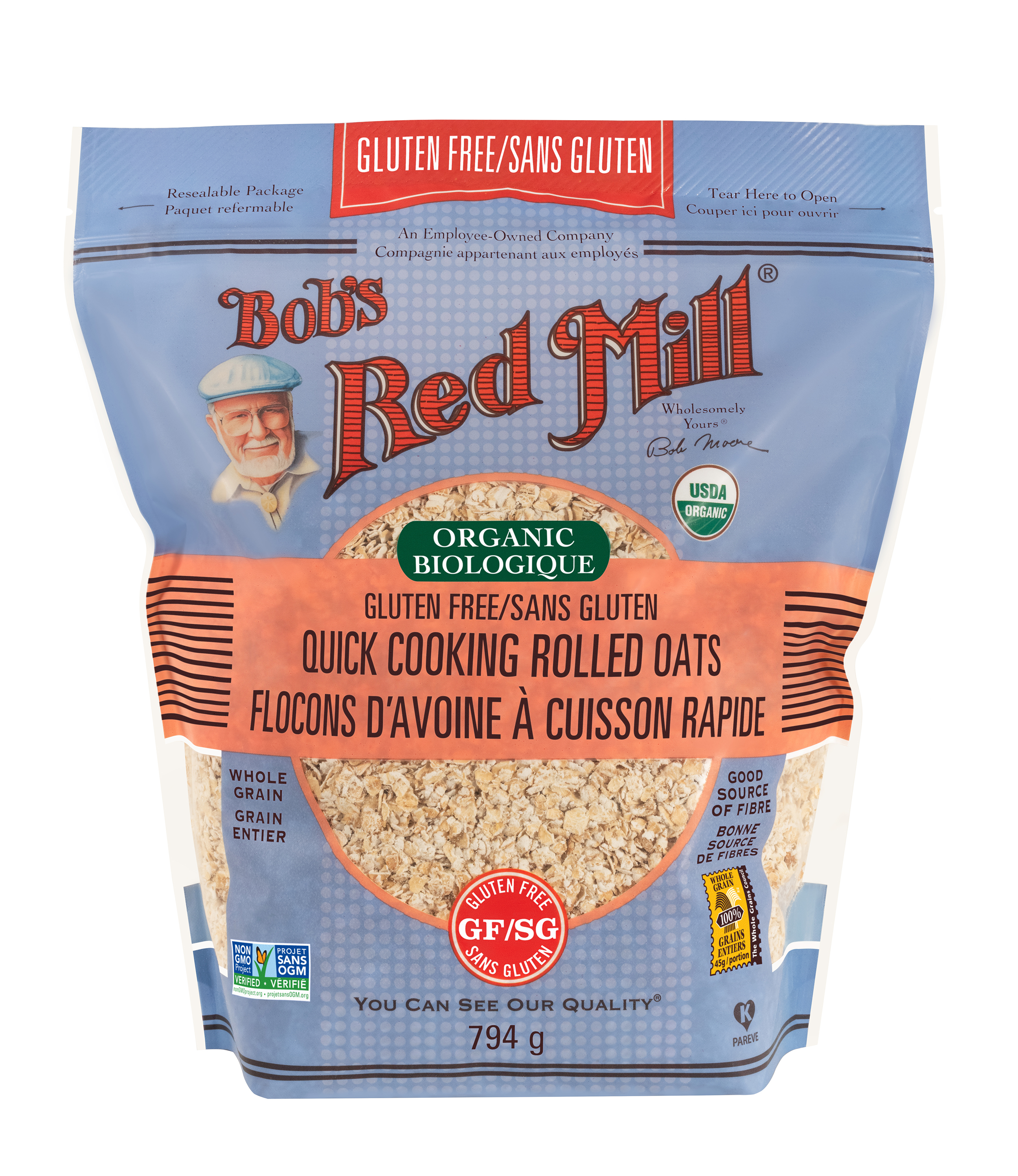 GF Organic Quick Cooking Rolled Oats- Canadian 794g front