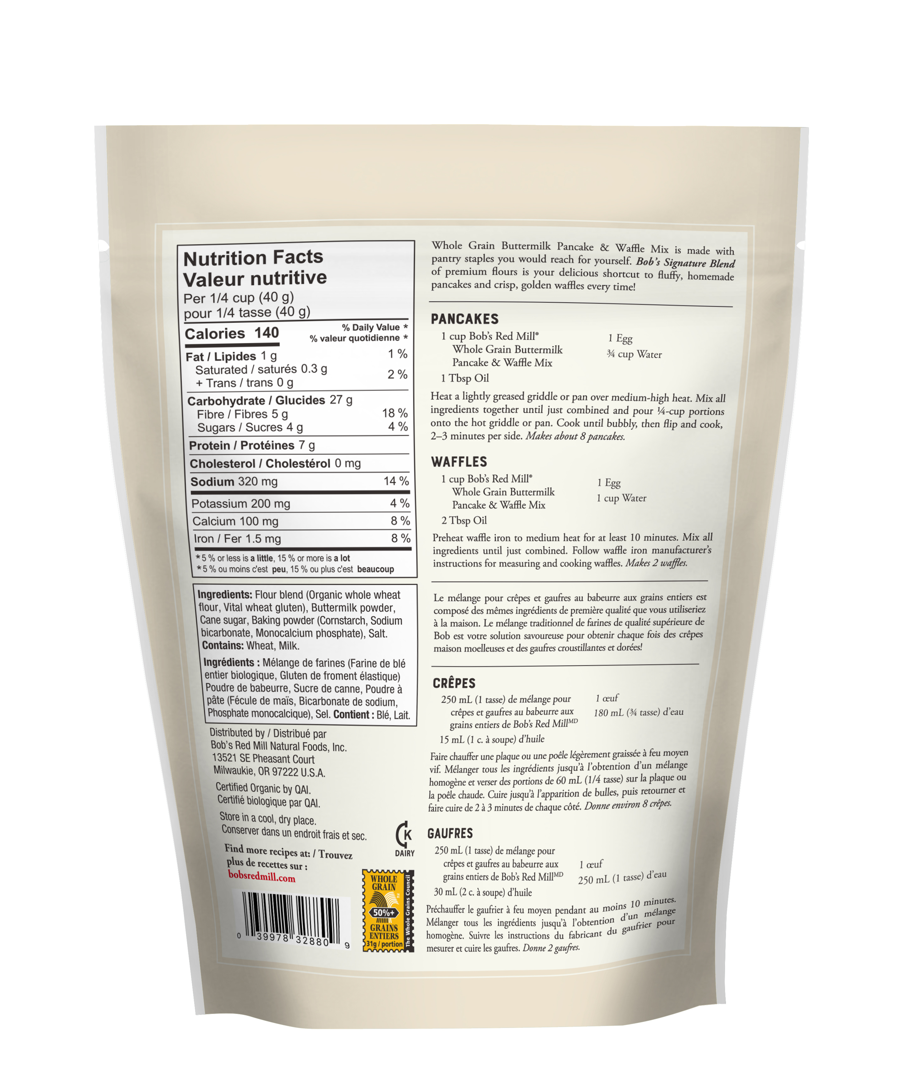 Whole Grain Buttermilk Pancake Mix back CAN
