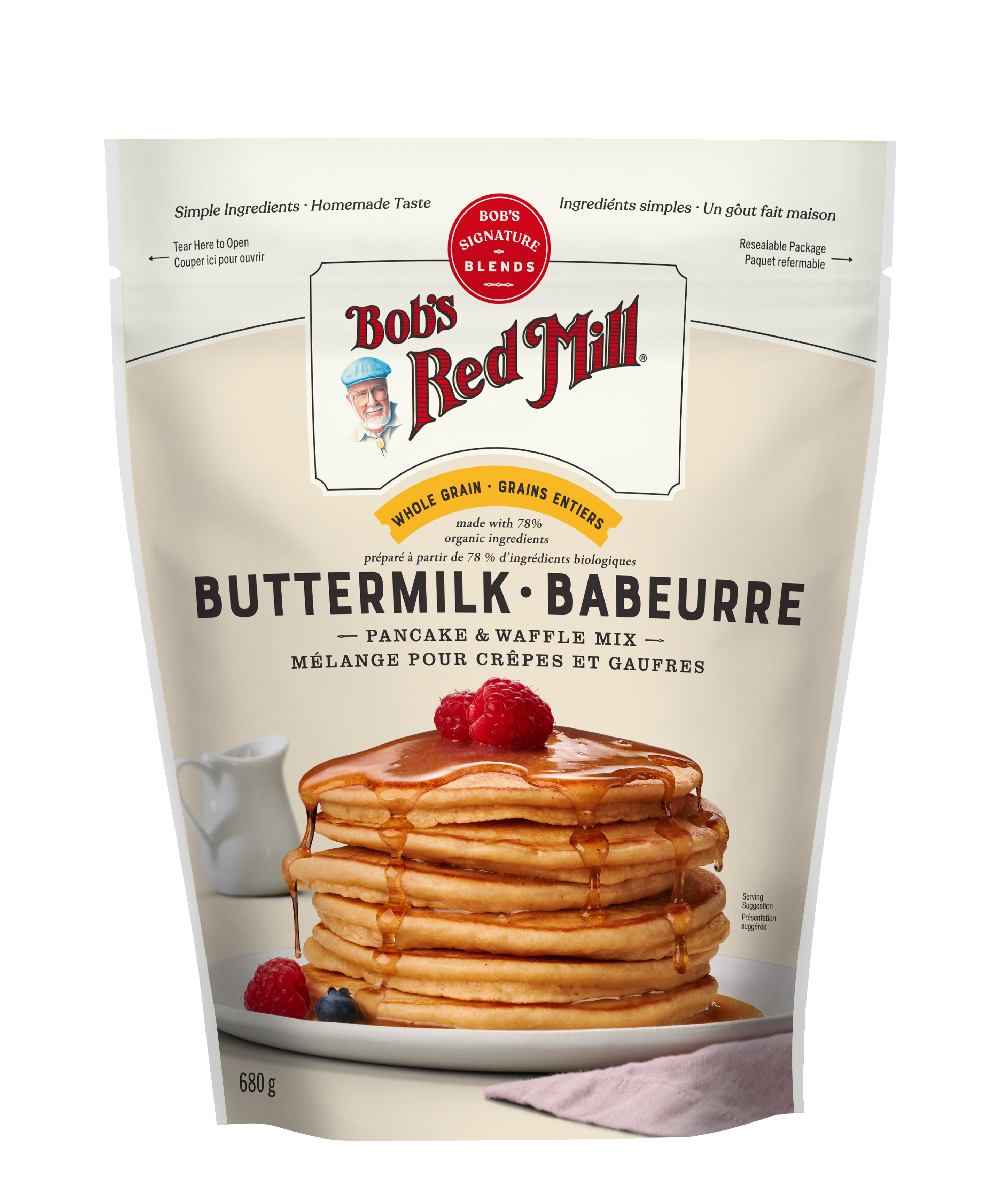 Whole Grain Buttermilk Pancake Mix front CAN