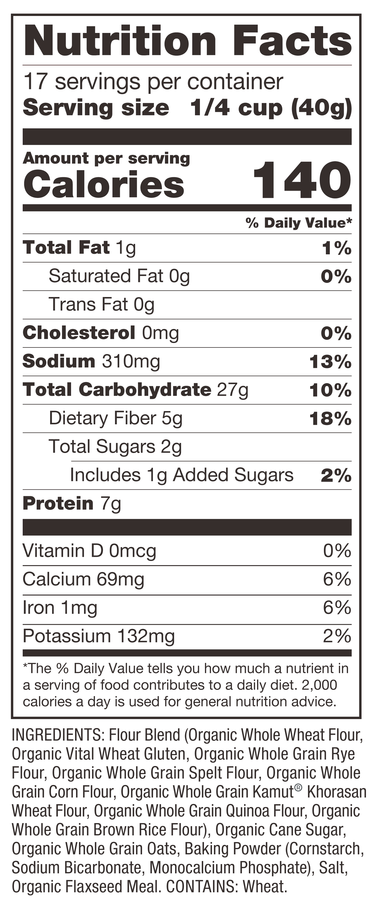 Multi Grain Pancake Nutrition Panel