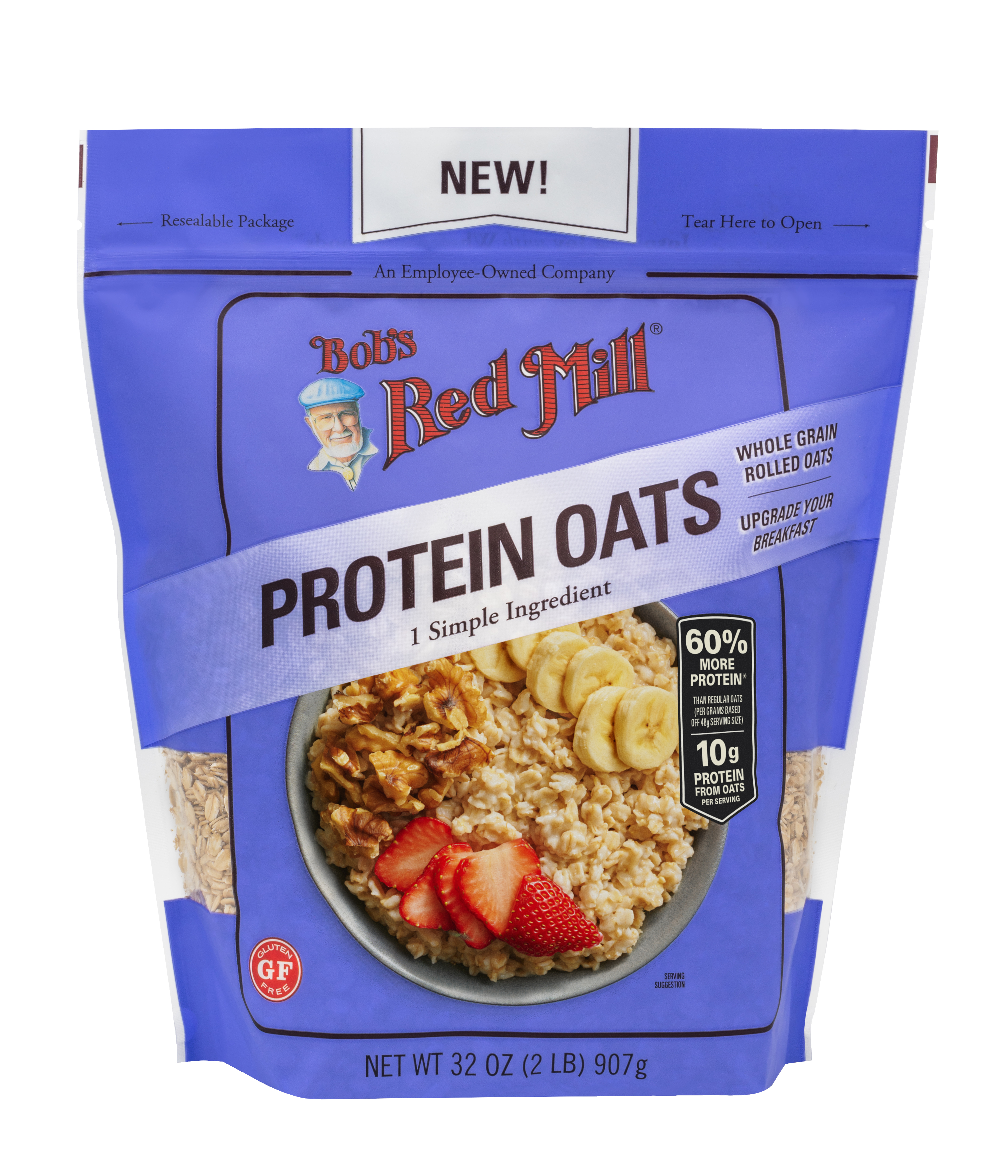 Protein Oats Gluten Free 32 oz - Front