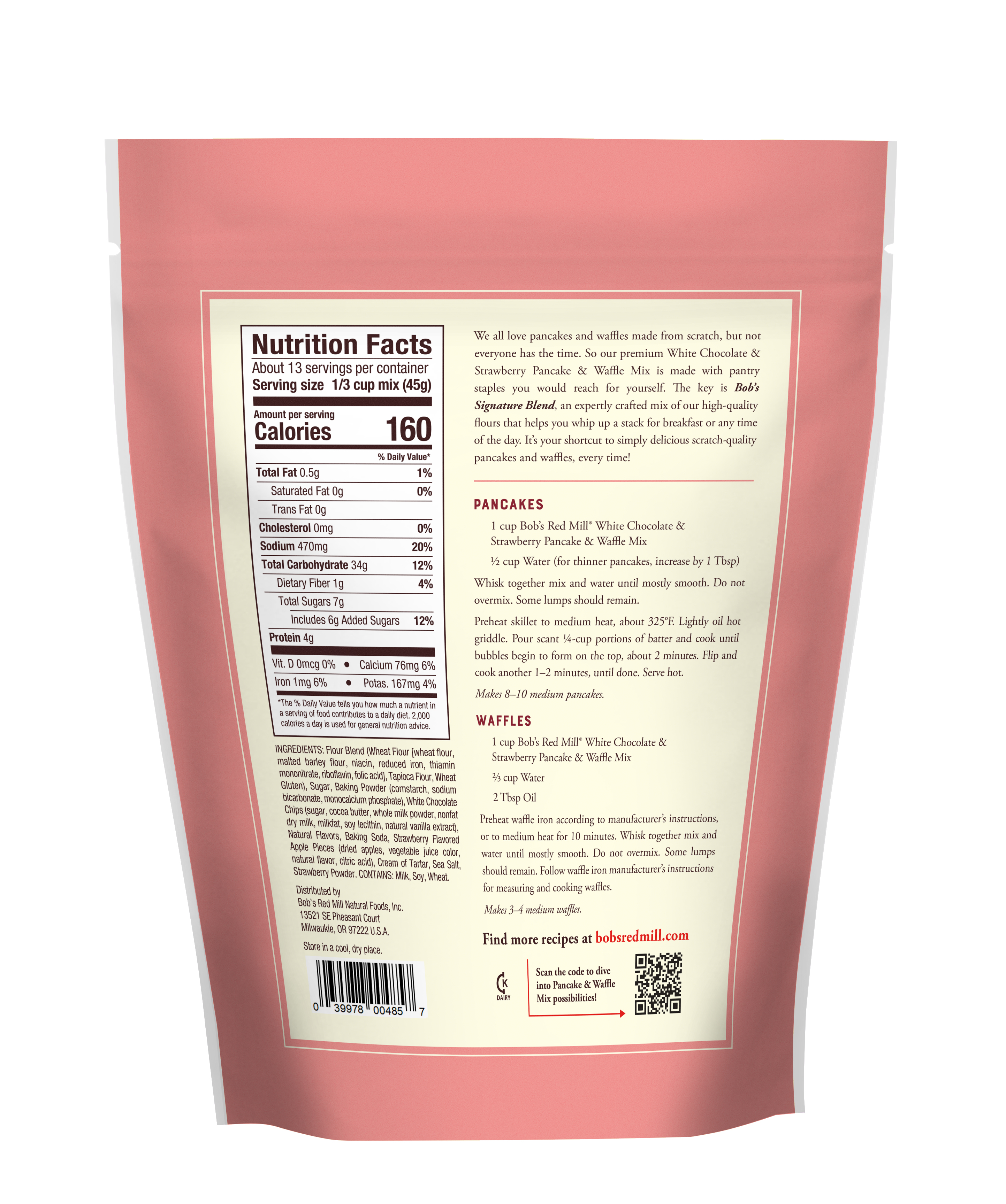 White Chocolate Strawberry JAW Pancake Mix back