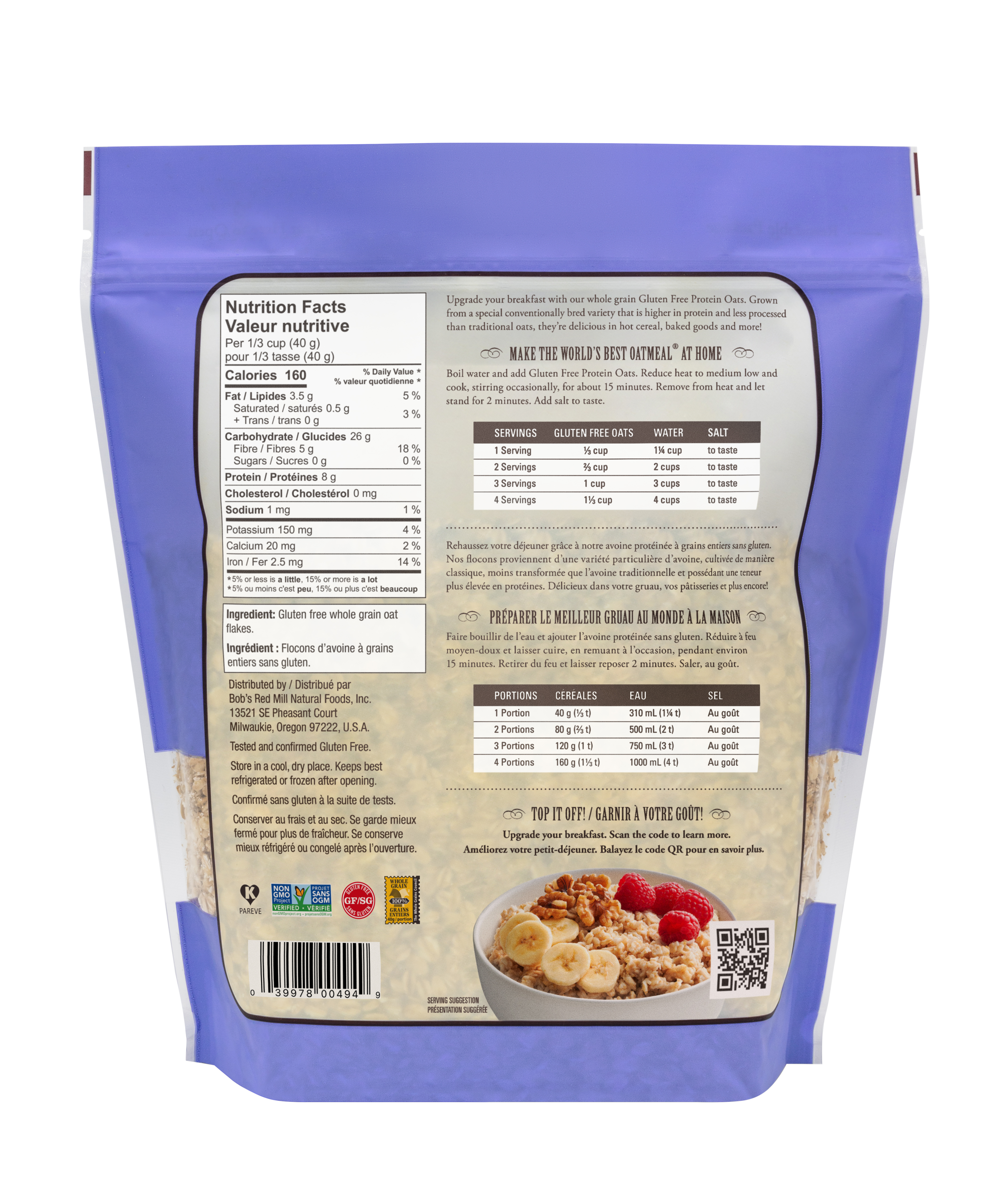 GF Protein Oats - 907 g - back - Canada