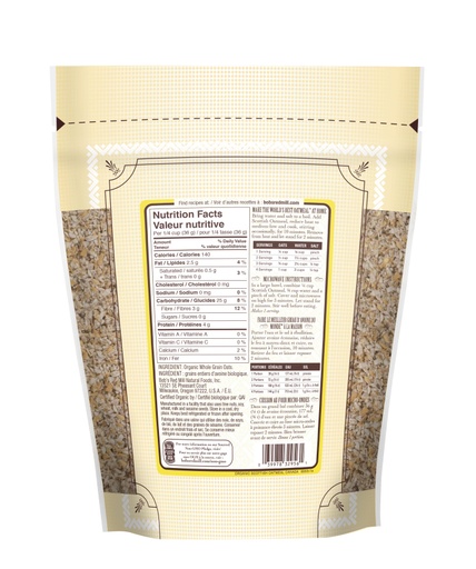 Organic Scottish Oatmeal- Canadian- 567g back