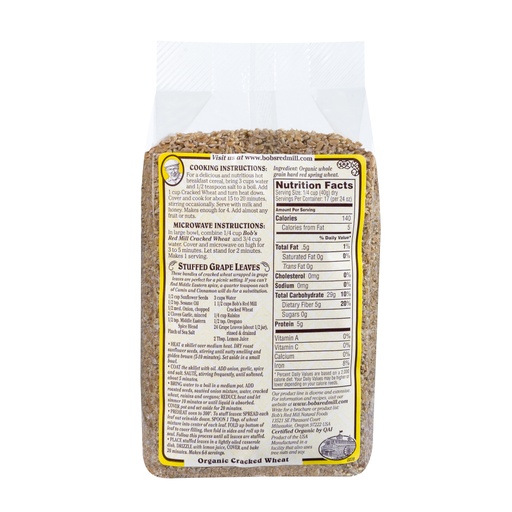 Organic Cracked wheat hot cereal - back