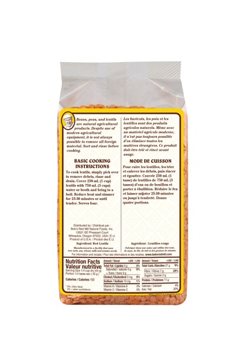 Red lentils - 765g - canadian - back