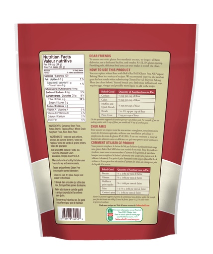 Gluten Free All Purpose Flour- Canadian- 1240g back