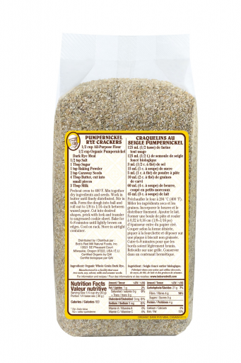 Organic Rye meal pumpernickel - 680g - canadian - back