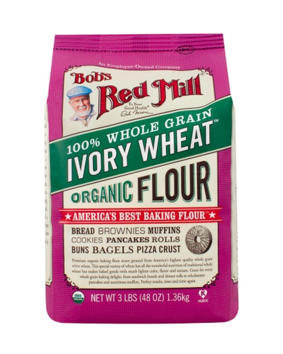 Organic Ivory wheat flour - front 48 oz.