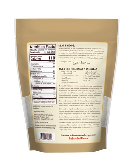 Organic Rye Flour Dark- back