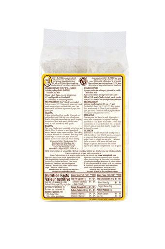 Gf vanilla cake mix - canadian - 539g - back