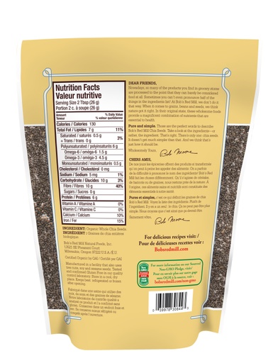 Organic Chia Seeds -340g - SUP - back - canadian