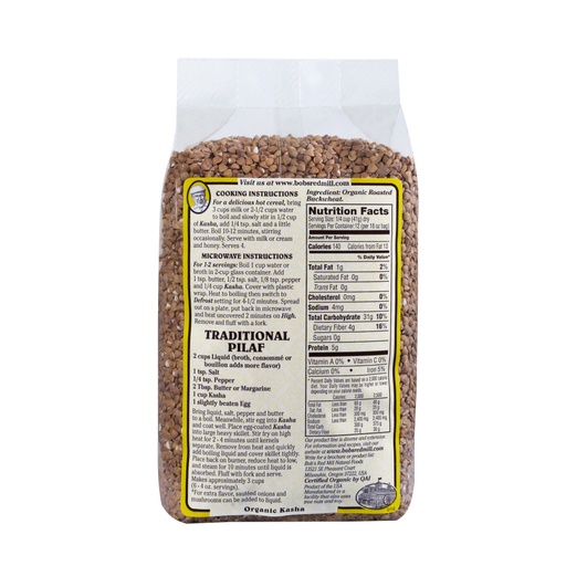 Organic Buckwheat toasted kasha - back