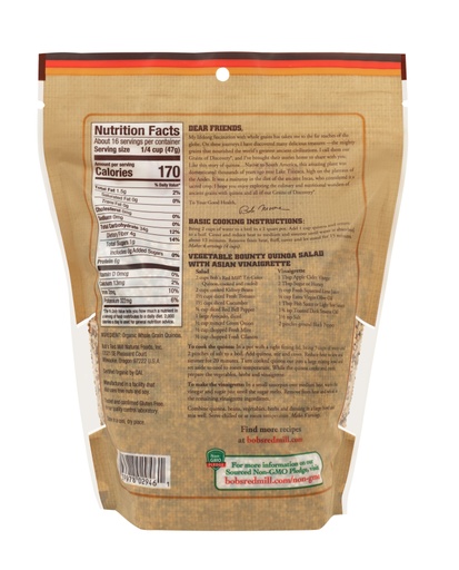 Organic Tricolor Quinoa- back 26 oz