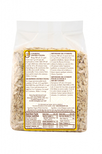 Org Extra thick oats - canadian - 907g - back