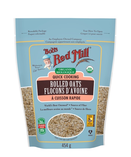 Organic Quick Cooking Rolled Oats- Canadian- 454g