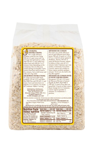 Og quick cooking oats - canadian - 907g - back