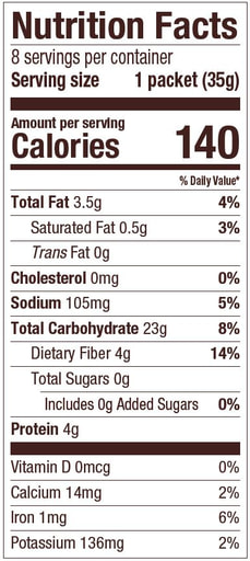 Classic Oat Packet - Nutrition Panel