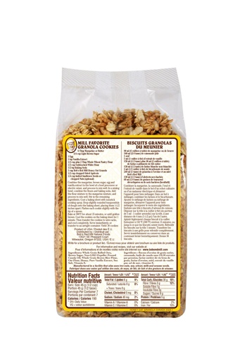 Honey oat granola - canadian - 340g - back