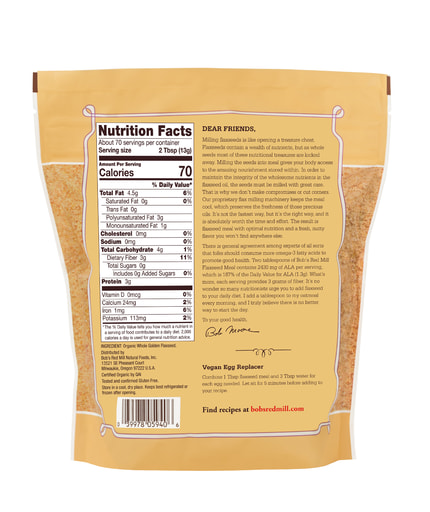 Organic Golden Flaxseed Meal- back 32 oz