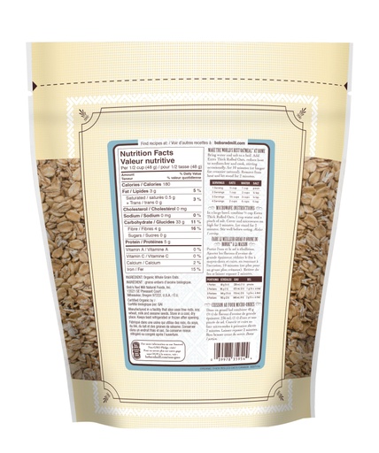 Organic Thick Rolled Oats- Canadian- 907g back