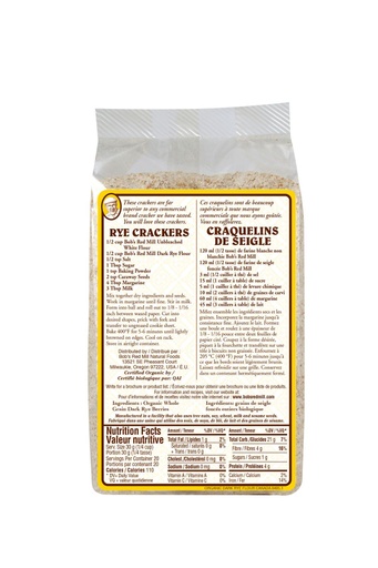 Og dark rye flour - canadian - 623g - back