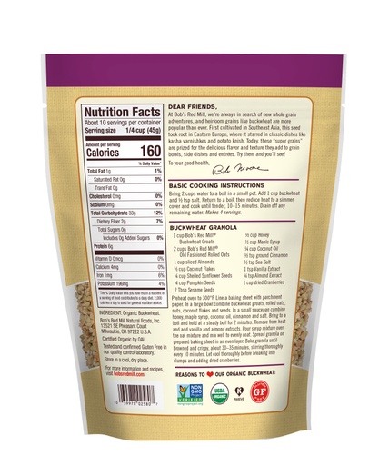 Organic Buckwheat Groats - back - 16 oz