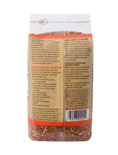 Organic Red quinoa grain - back