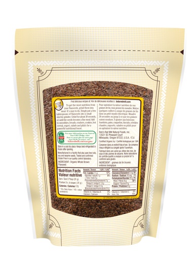 Organic Flaxseeds - 368g - back - canadian