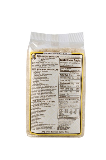 Rice basmati white - back